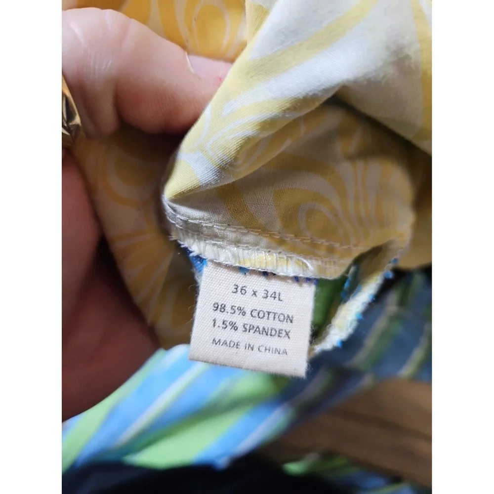 Loudmouth Golf Pants Nassau Lime Blue Striped John Daly Pants 36x34 Tall NEW